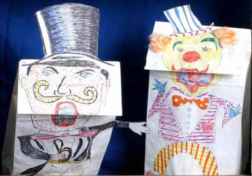Ringmaster and Clown Puppets